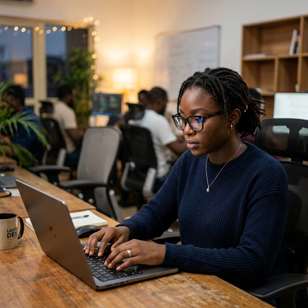 Focused Female Developer